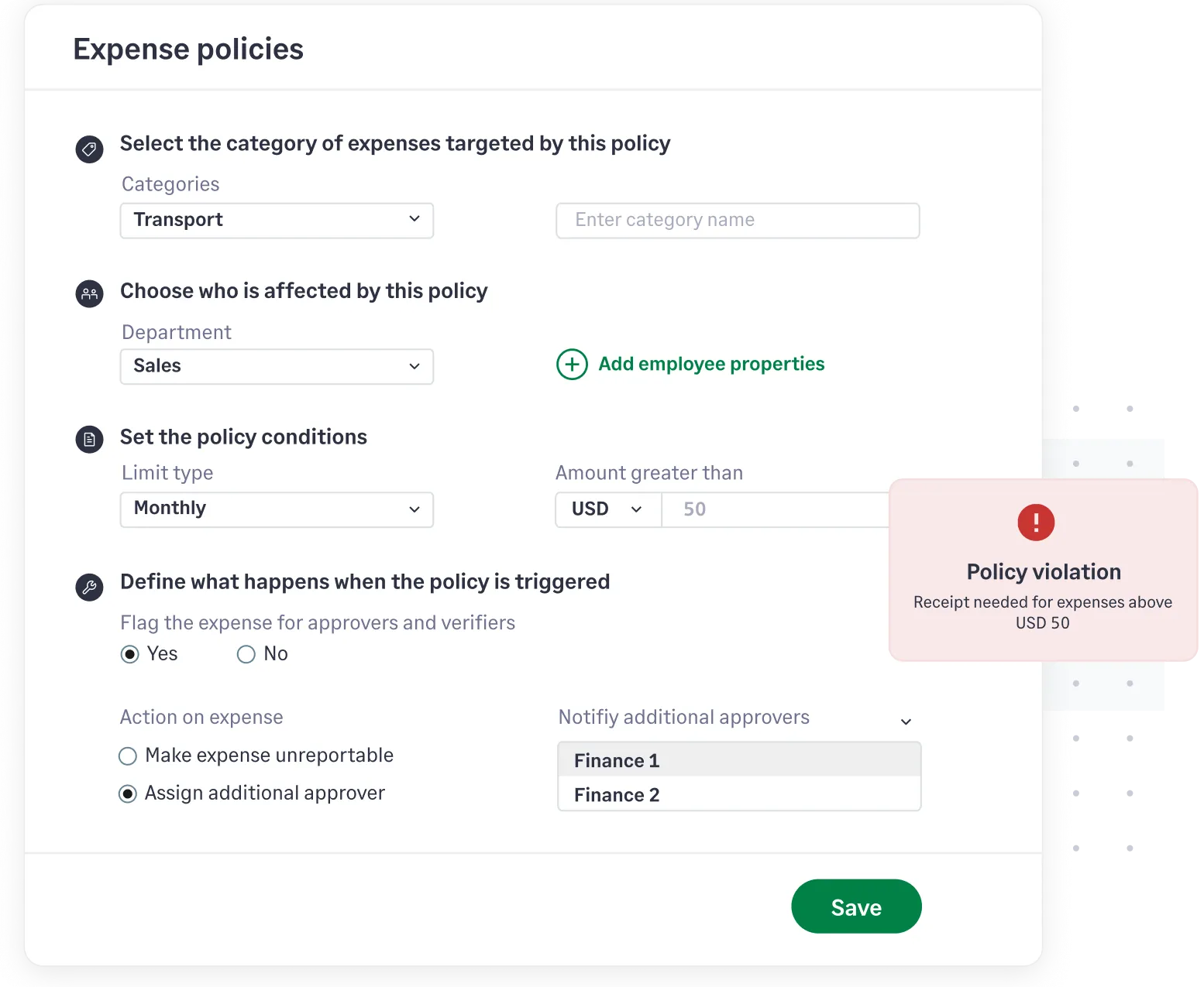 Sage Expense Management automates policy compliance with pre-submission checks