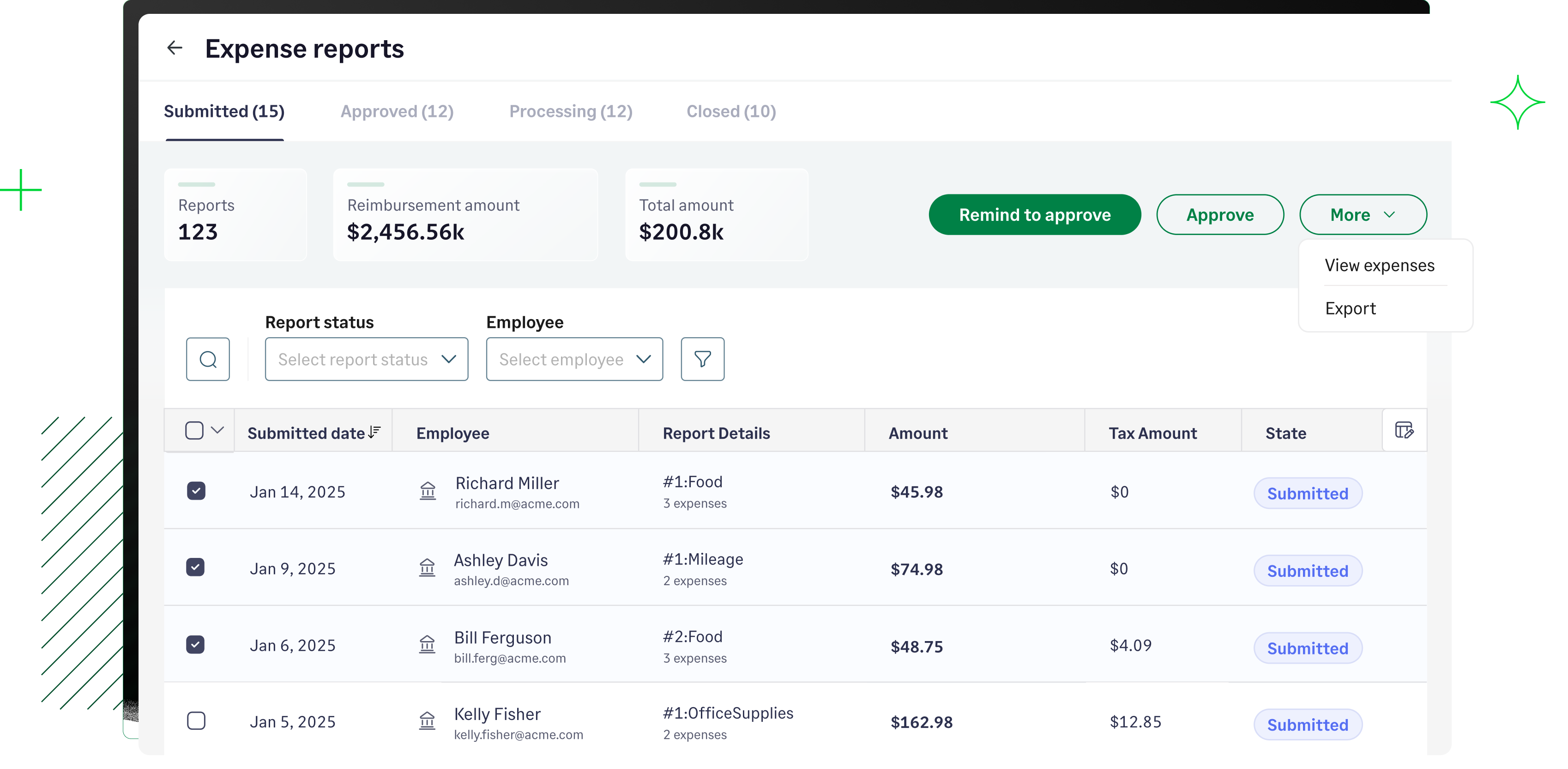 Fyle’s expense approval dashboard