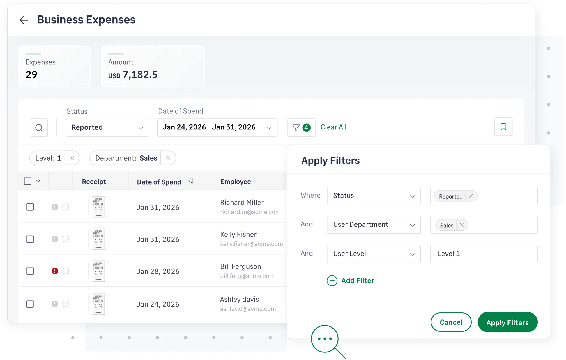 Access all receipts and expenses on Sage Expense Management