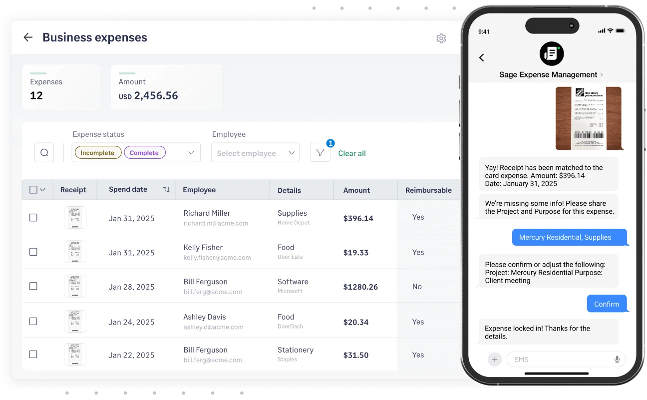 Track and reconcile credit card expenses in real-time with Sage Expense Management