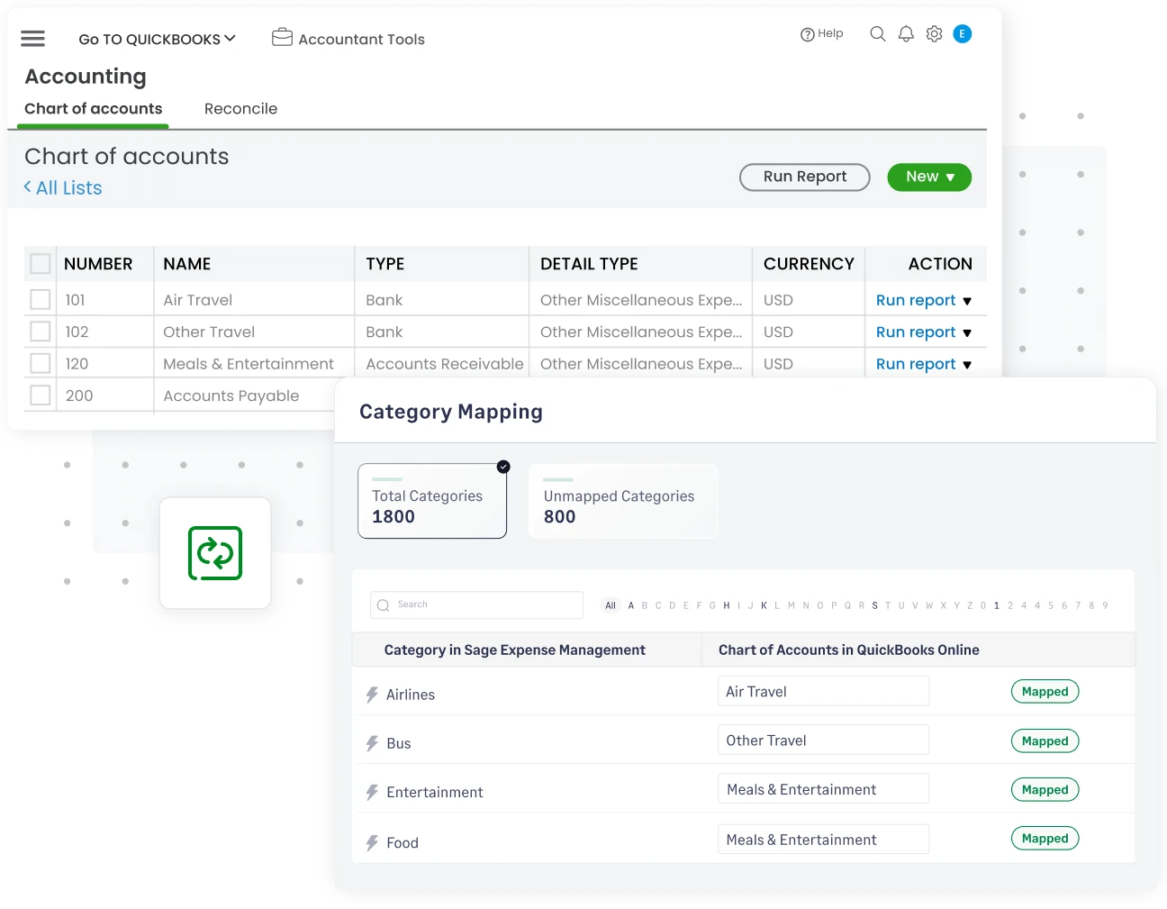 Sage Expense Management's import settings for accounting integrations