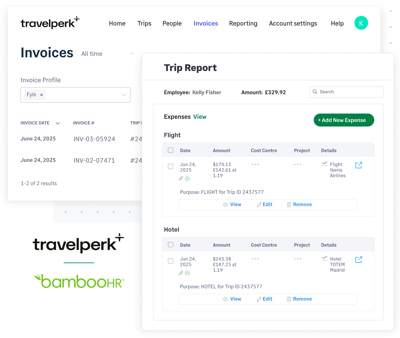 Fyle integrates with TravelPerk and Bamboo HR for easier data transfer