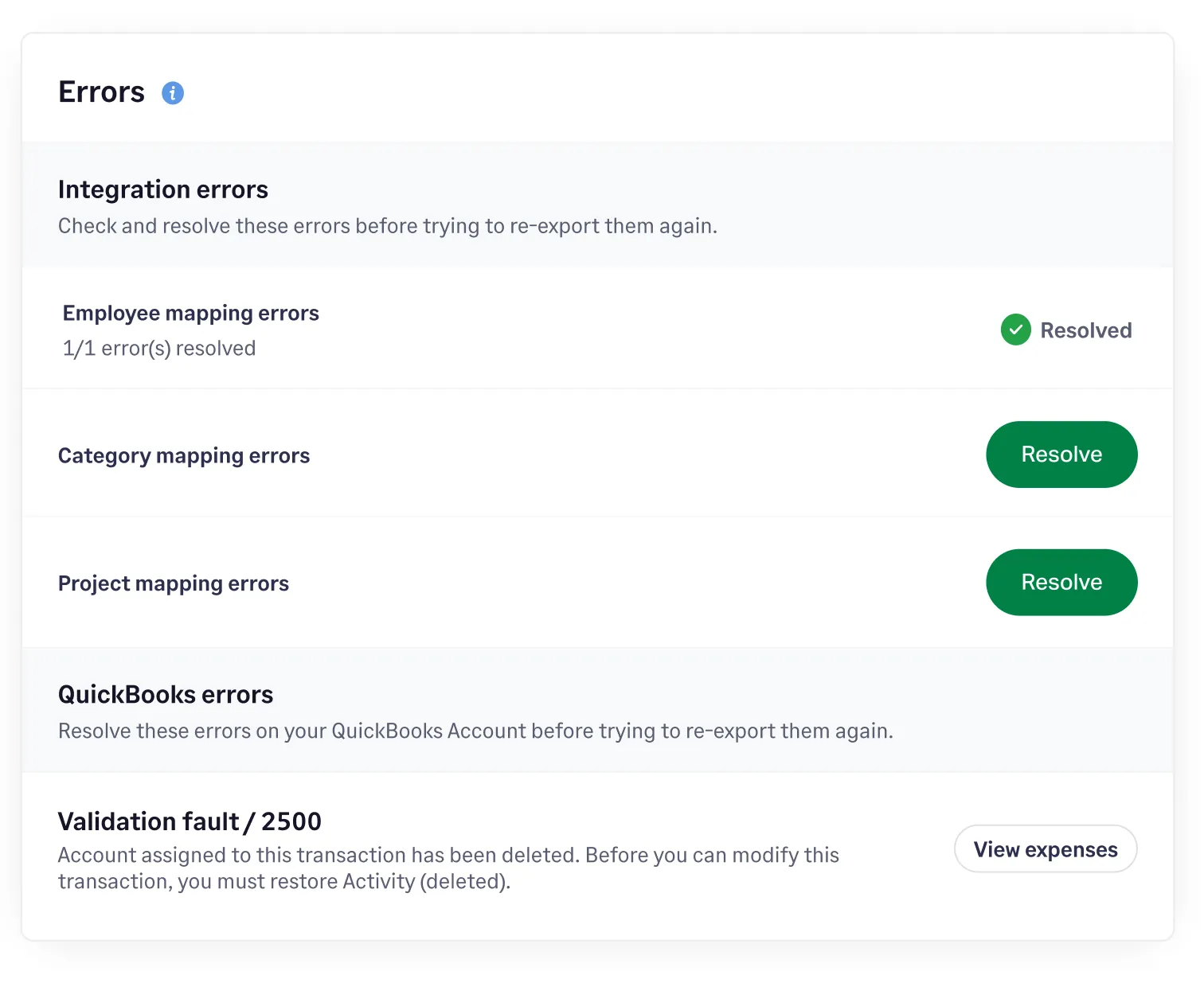 Resolve errors easily with Sage Expense Management's QuickBooks Desktop integration