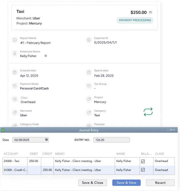 Export expenses automatically via QuickBooks Desktop integration