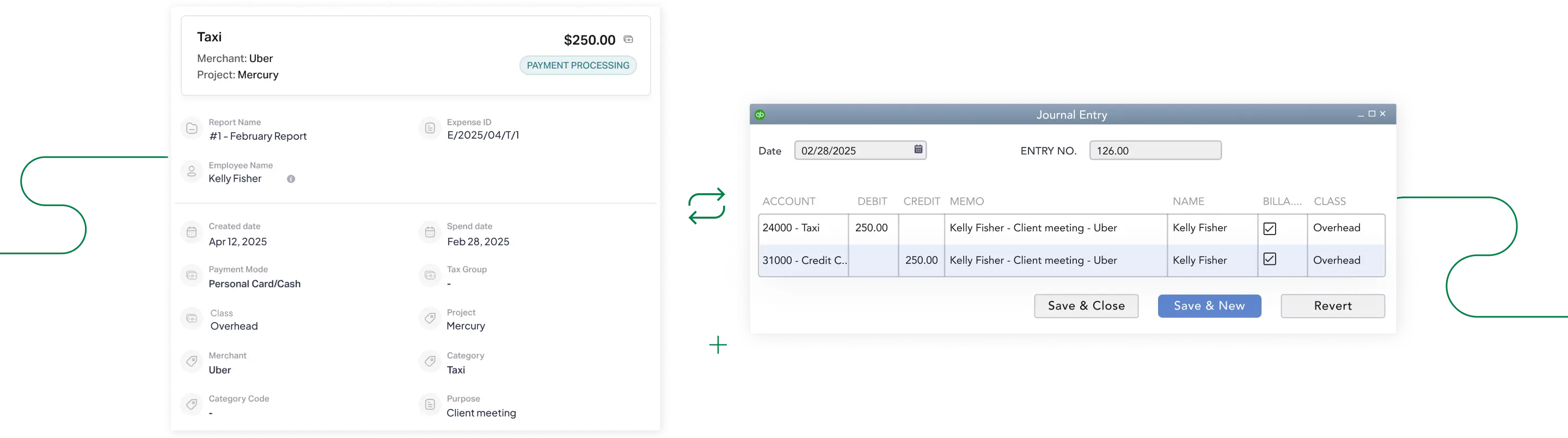 Export expenses automatically via QuickBooks Desktop integration