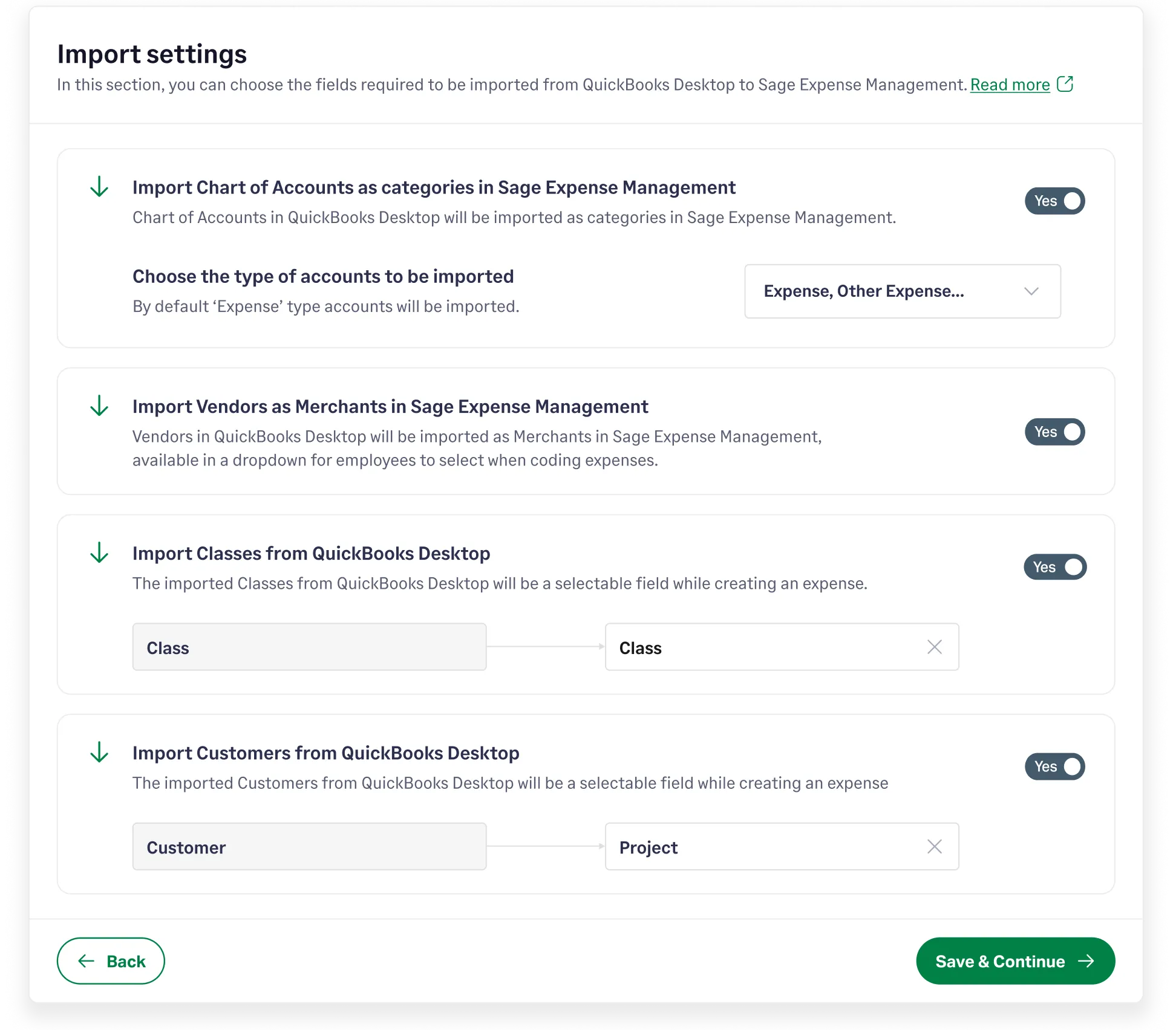 Import expenses directly with Sage Expense Management's QuickBooks Desktop integration