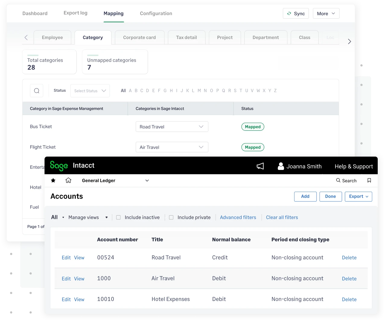 Map Chart of Accounts & Categories