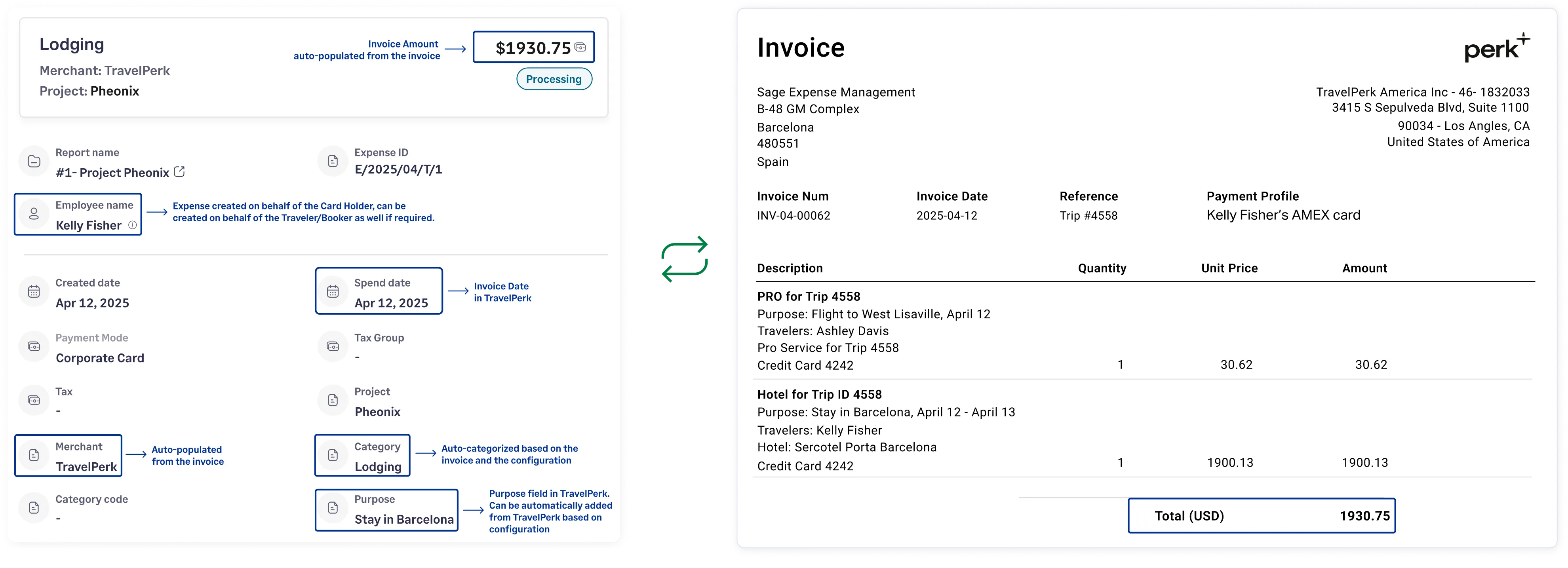 Export business expenses automatically via Sage Expense Management Perk integration