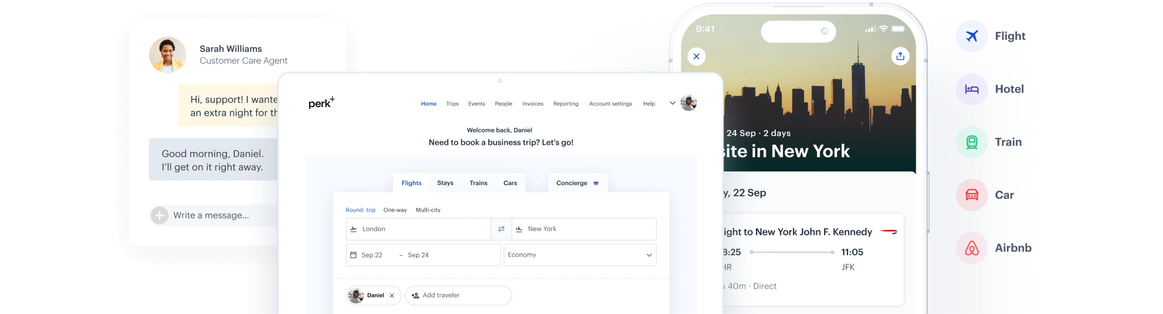 Make travel booking with Perk