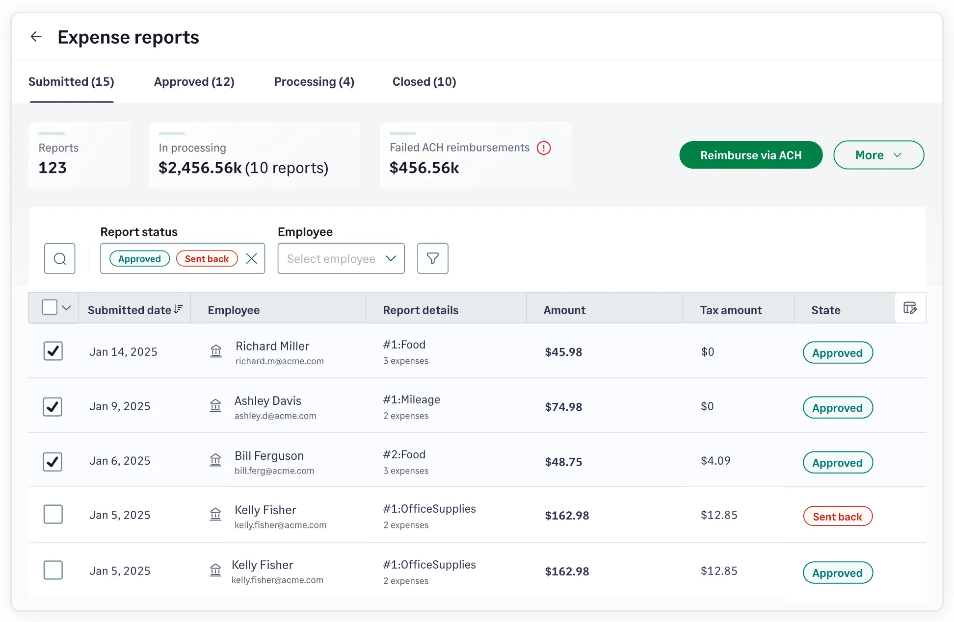 Track reimbursements in real-time