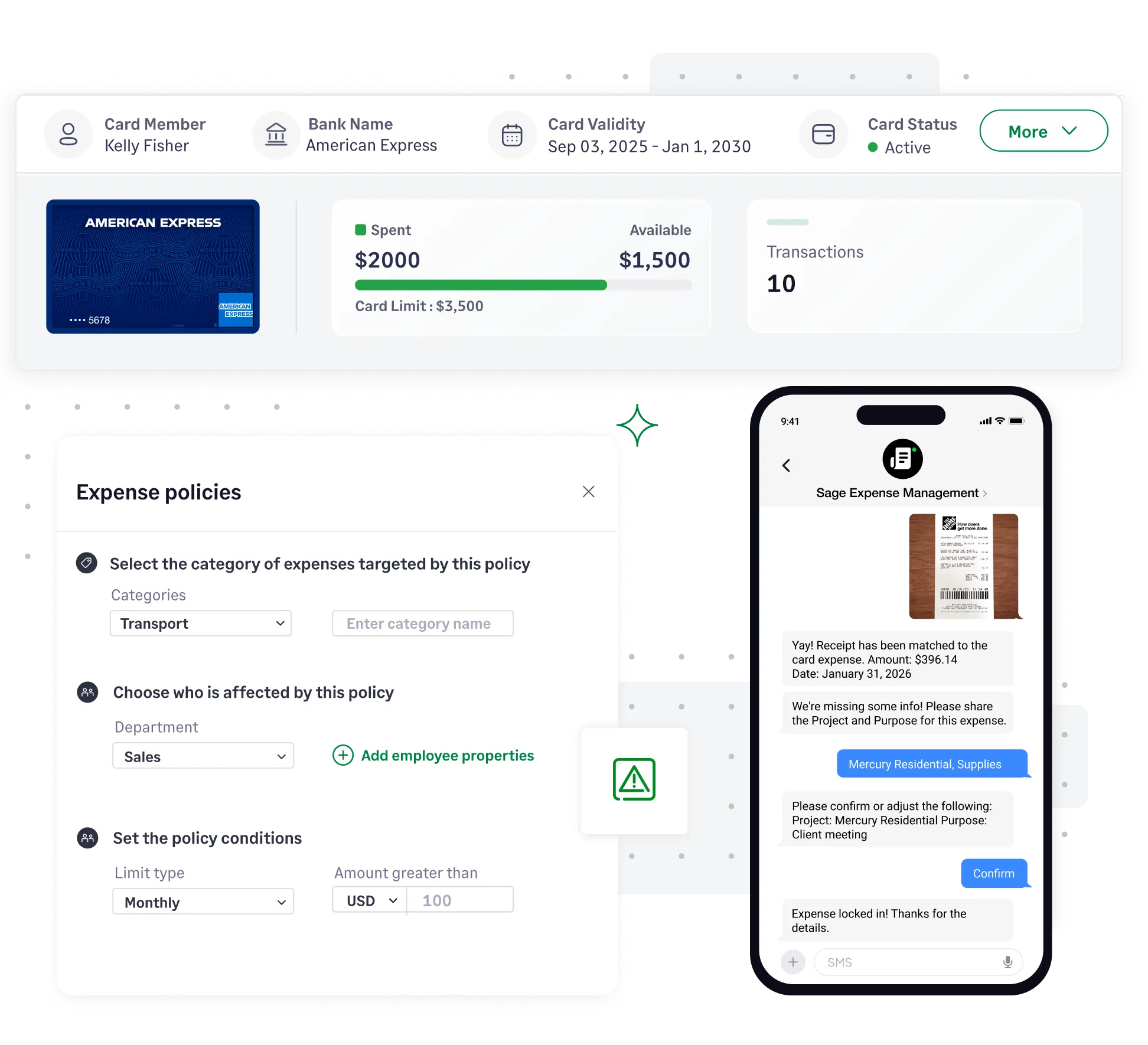 Components of business credit card management software