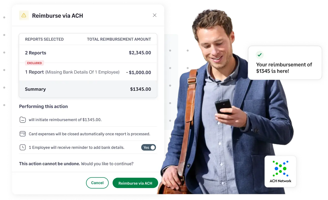 Reimburse your employees directly via ACH from Fyle - the best app for tracking mileage and business expenses
