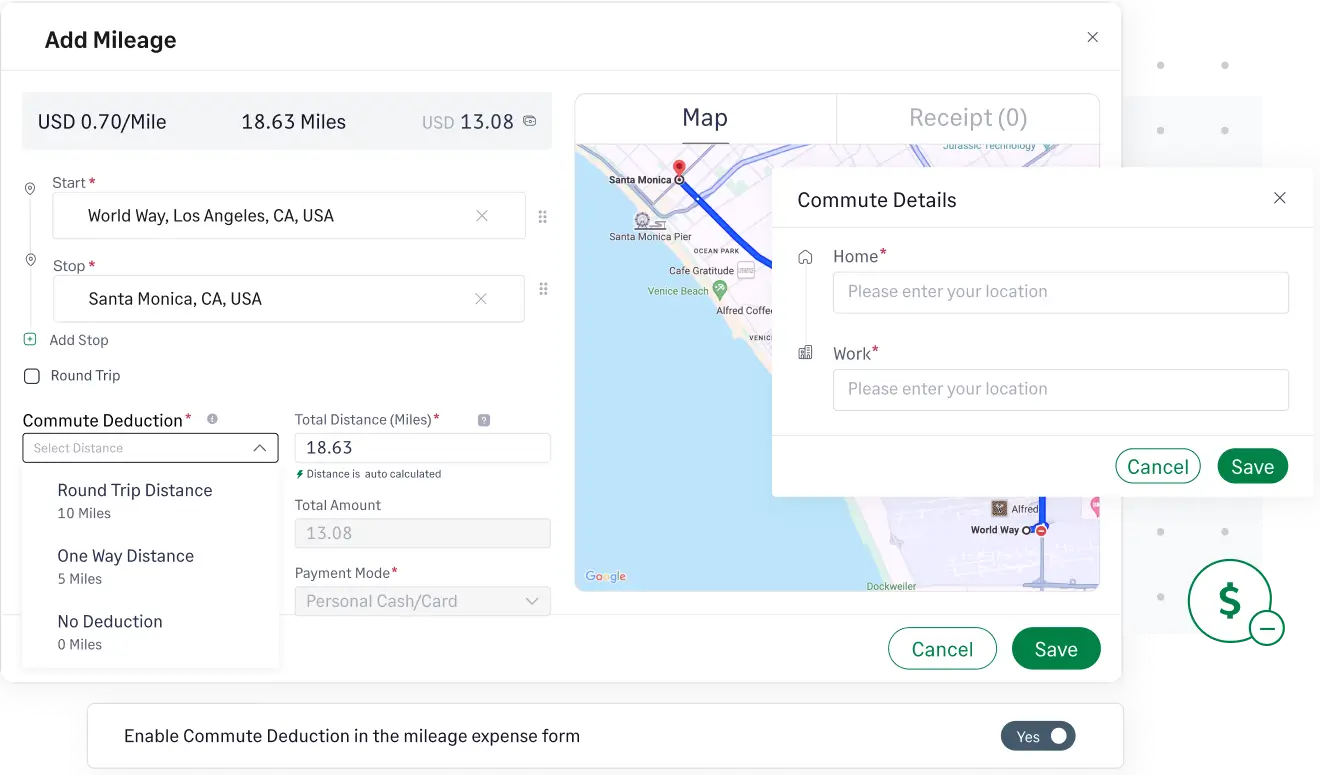 Manage commute deductions with Fyle's mileage tracker app for business