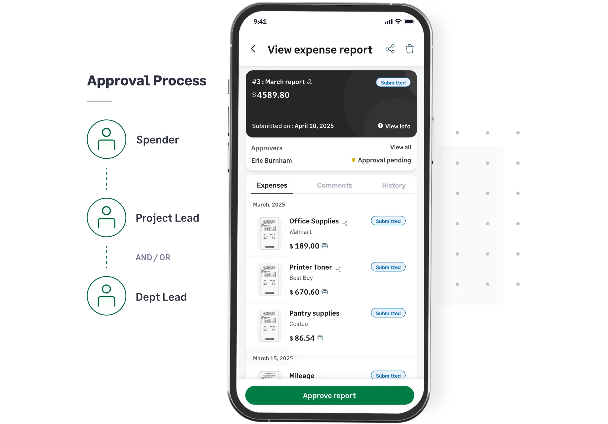 Create and manage approval workflows that speed up reimbursements