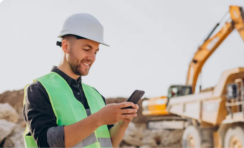 Construction worker using Sage Expense Management