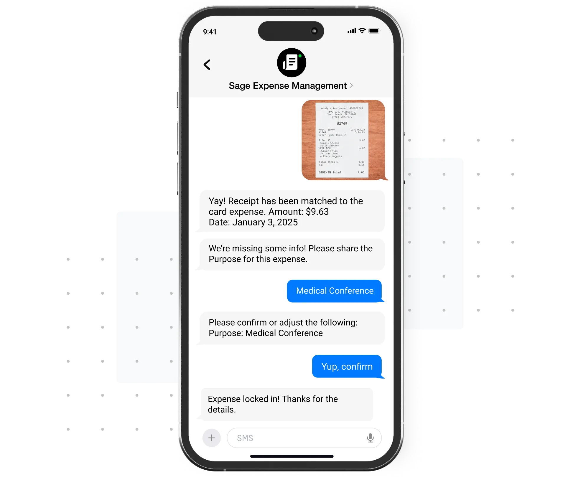 Reconcile card spend to receipts via text with Sage Expense Management