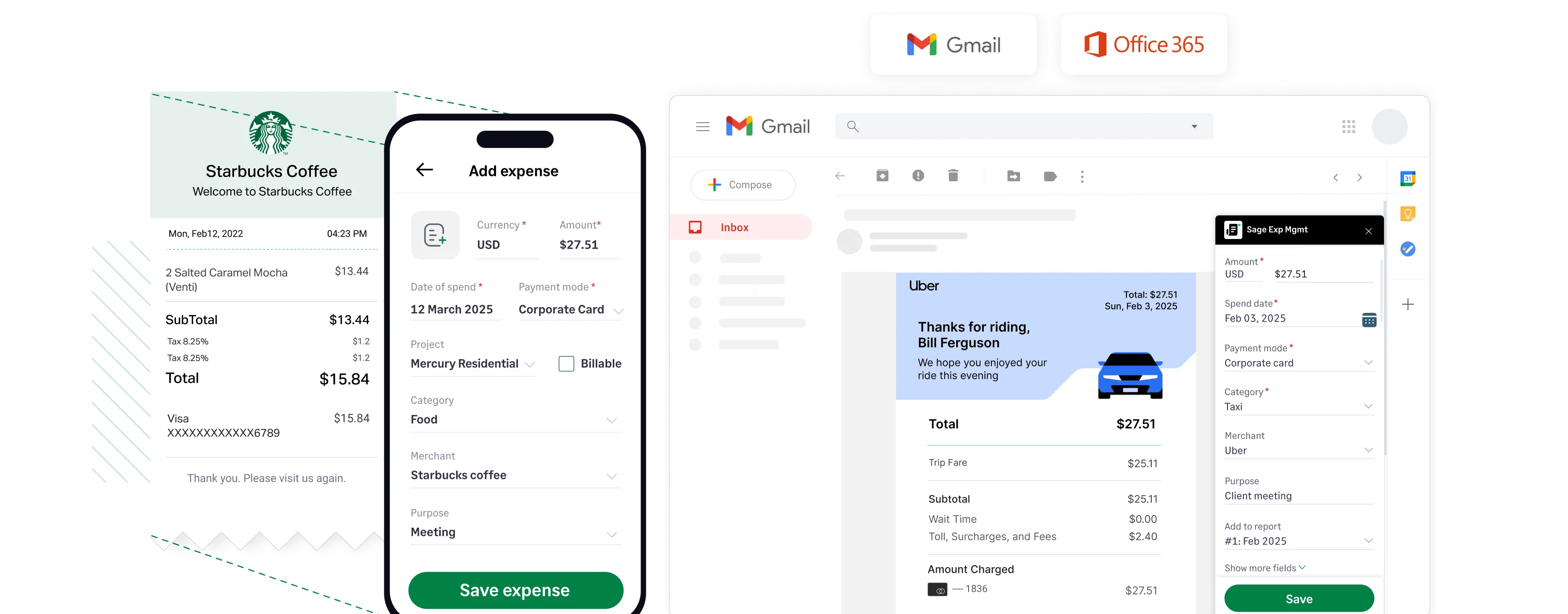 Different receipt tracking features of Sage Expense Management