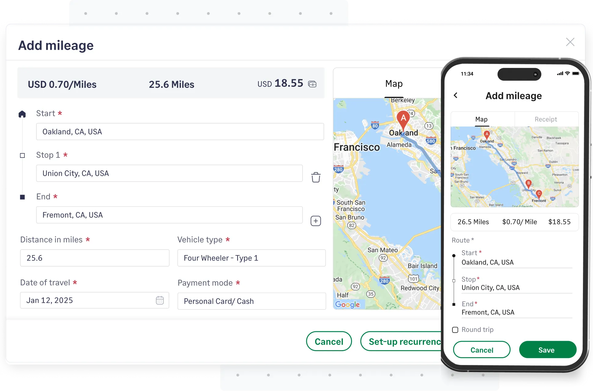 Track and reimburse mileage with Sage Expense Management